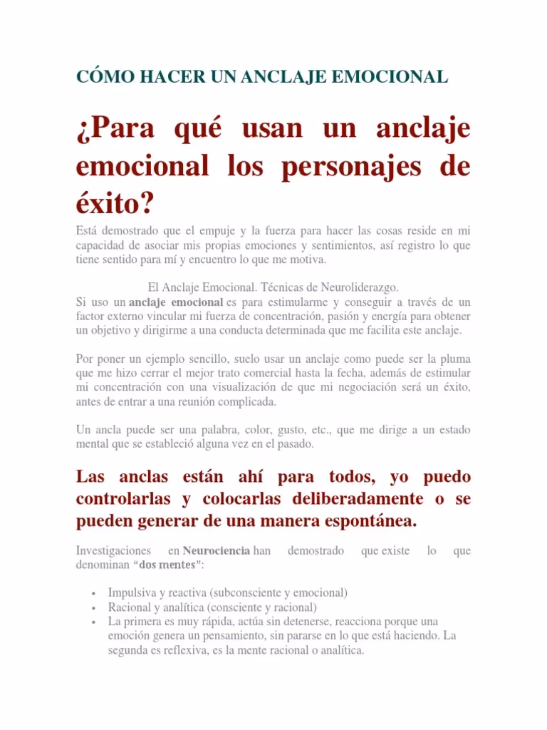 ¿Cómo anclar las emociones de una persona?