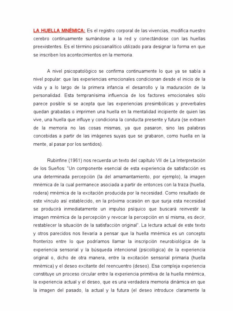 ¿Qué es la huella mnémica?