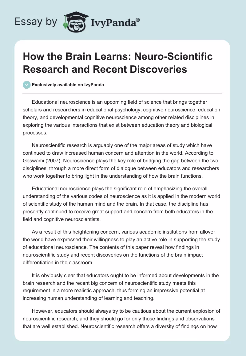 How to make a research paper on neuroscience?