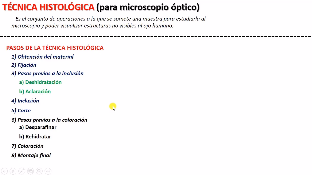 ¿Cuáles son los métodos utilizados en la técnica histológica?